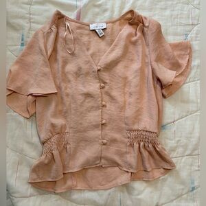 TOPSHOP Peach Button-Down Blouse, Size 4